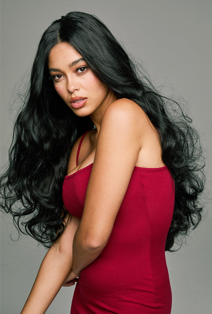 Piper | 32 Inch Extra Long Natural Black Loose Wave Wig | Lace Front Synthetic Wig