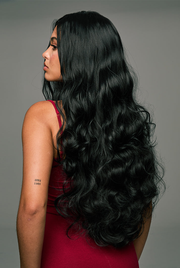 Piper | 32 Inch Extra Long Natural Black Loose Wave Wig | Lace Front Synthetic Wig