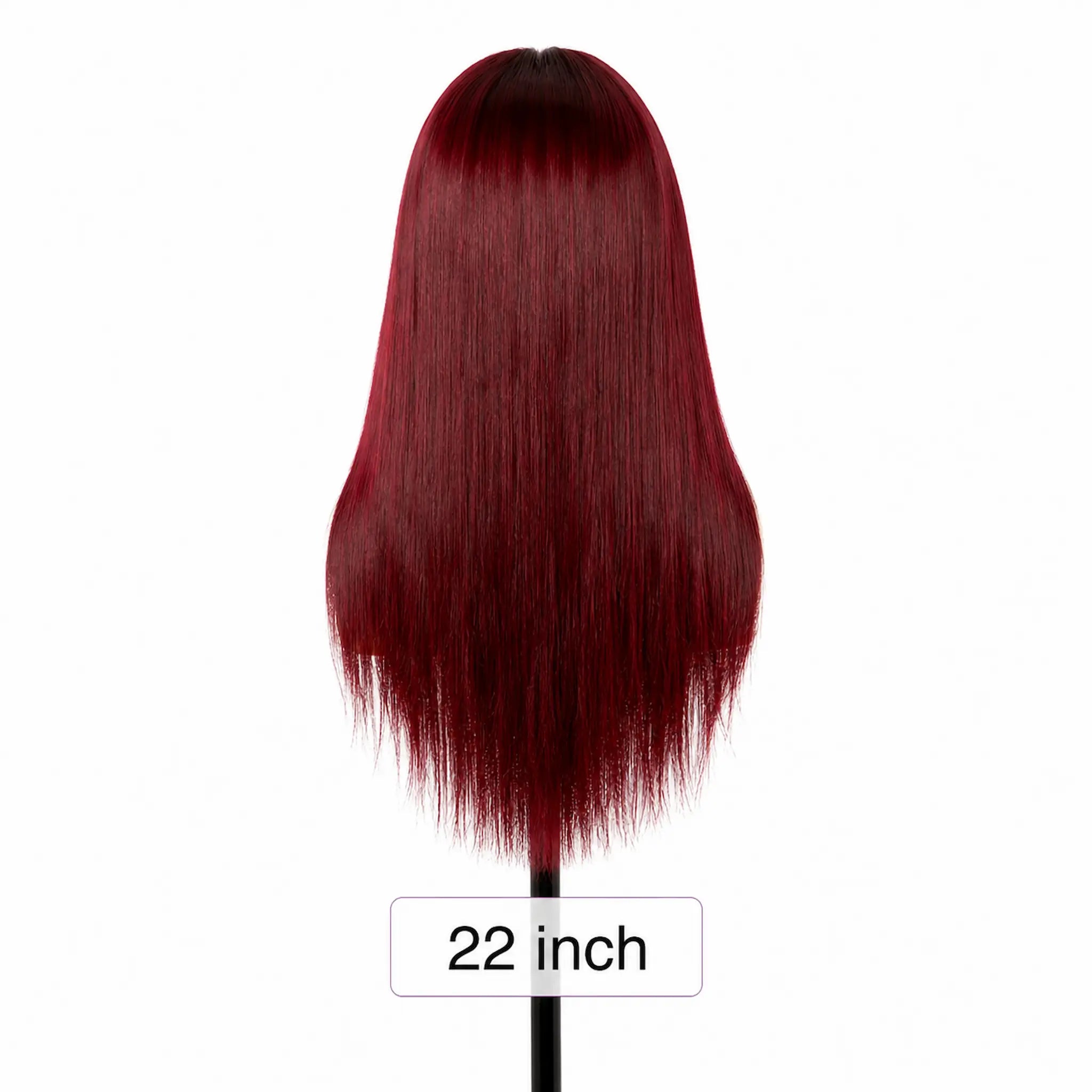 Burgundy Red Long Human Hair Wig with HD Lace