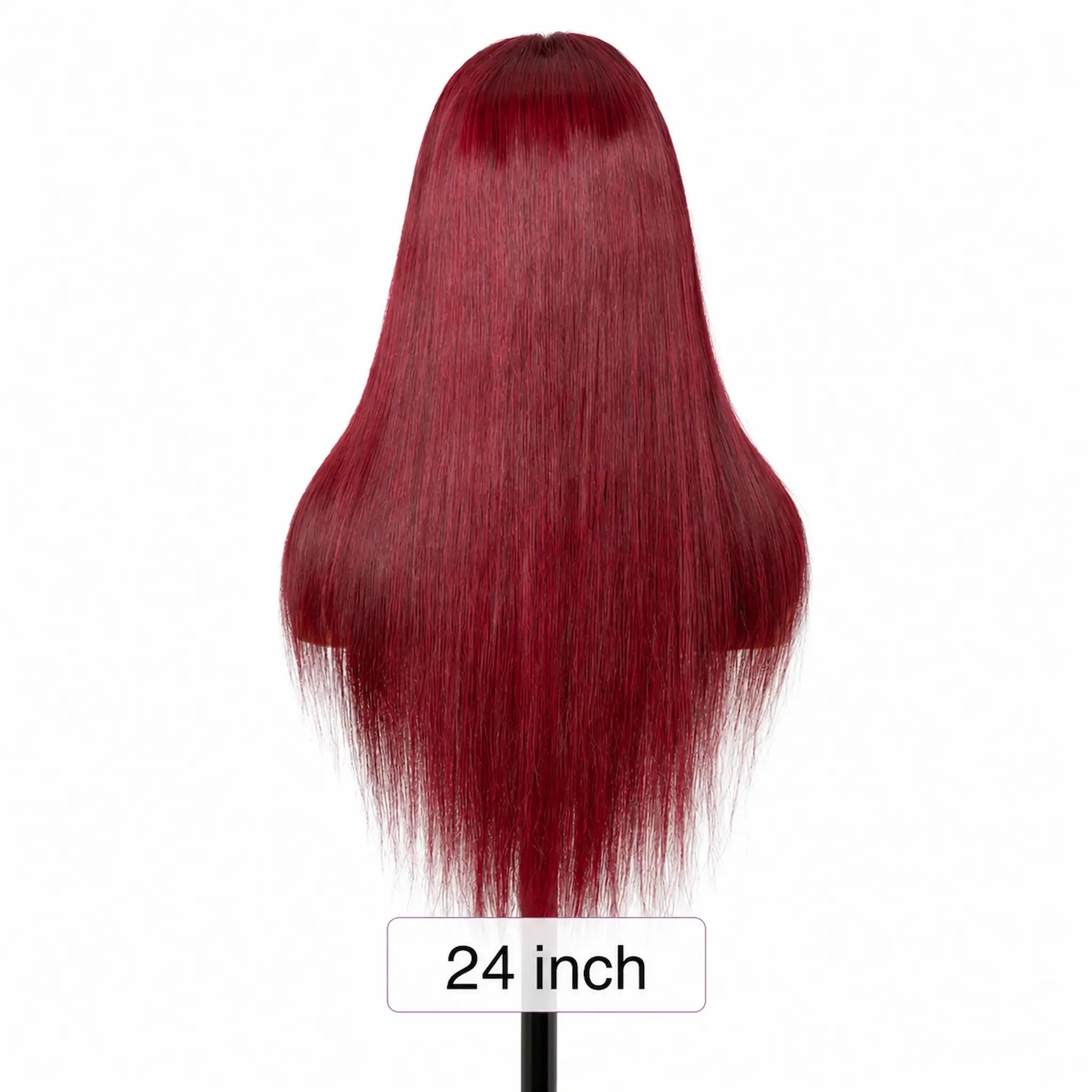 Burgundy Red Long Human Hair Wig with HD Lace