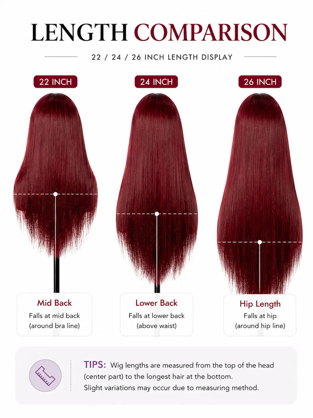Burgundy Red Long Human Hair Wig with HD Lace