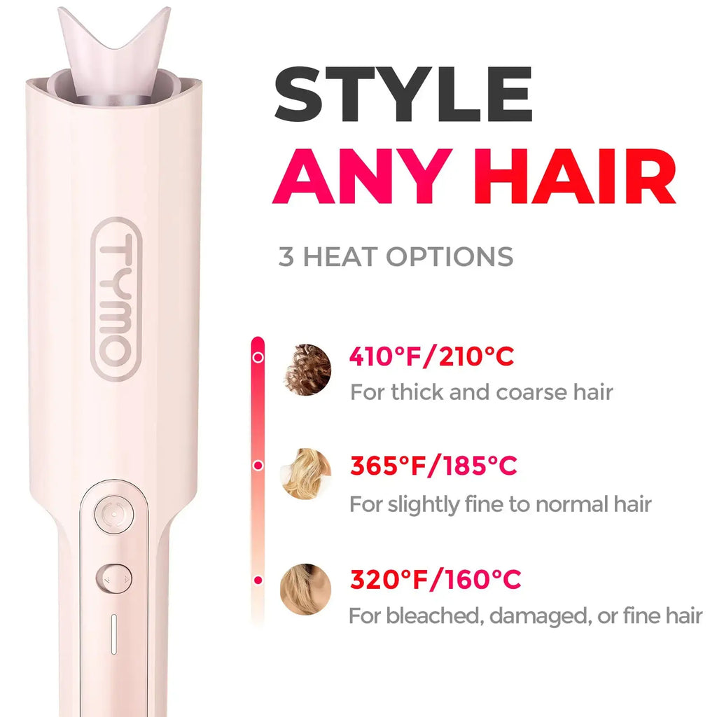 TYMO CURLPRO PLUS pink auto-rotating curling iron – full kit lay-flat photo
