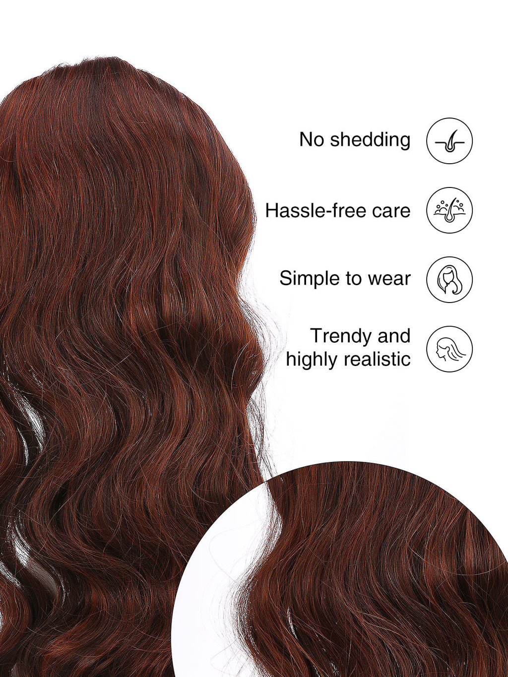 Noelle in Chestnut Flame | 23 Inch Wavy Synthetic Hair Extension | Clip-In Hair Weft