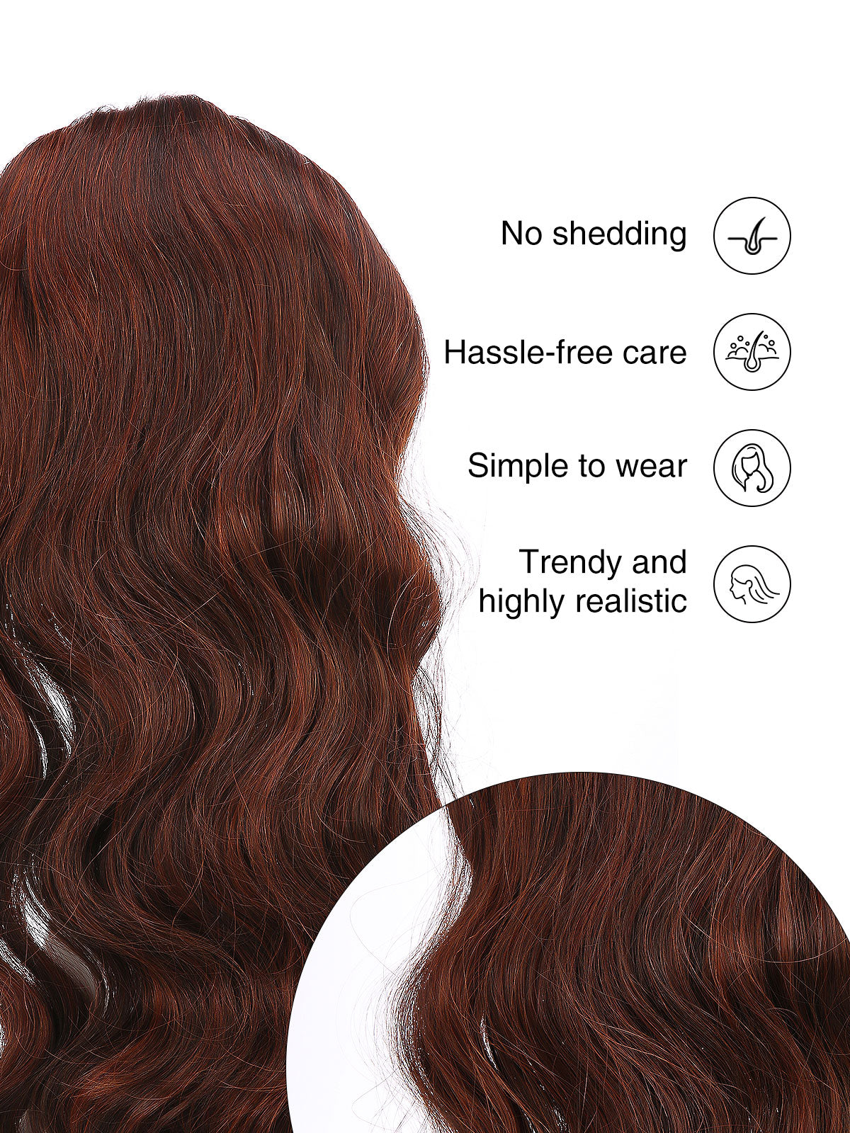 Noelle in Chestnut Flame | 23 Inch Wavy Synthetic Hair Extension | Clip-In Hair Weft