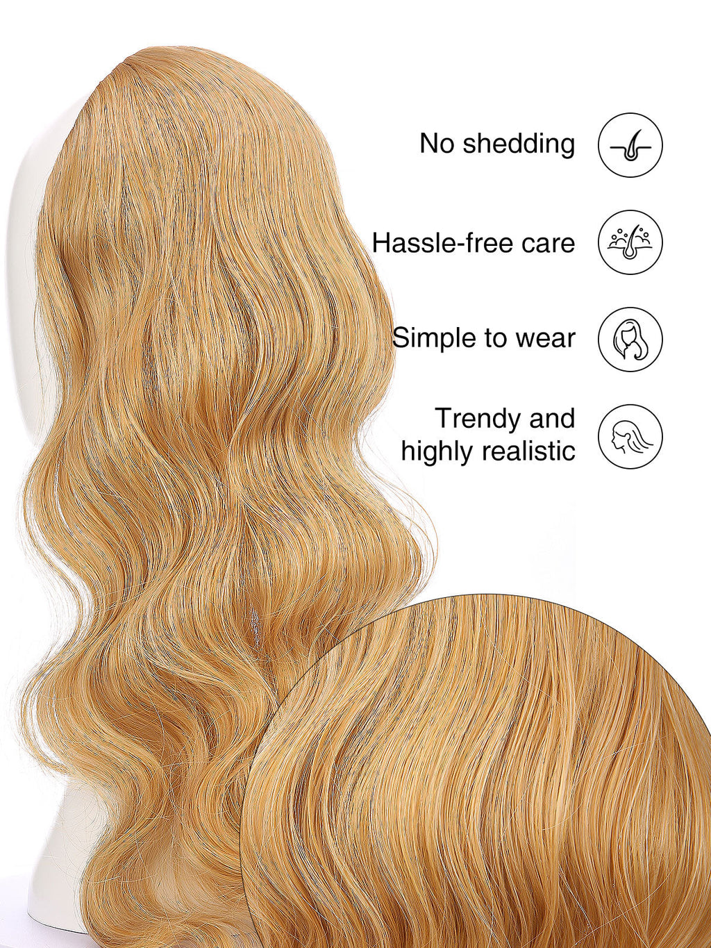 Noelle in Honey Ginger | 23 Inch Wavy Synthetic Hair Extension | Clip-In Hair Weft