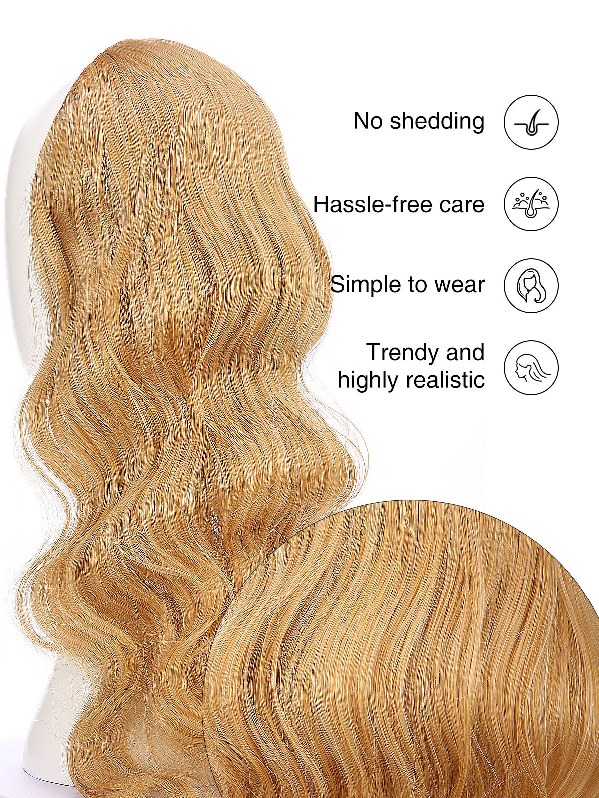 Noelle in Honey Ginger | 23 Inch Wavy Synthetic Hair Extension | Clip-In Hair Weft