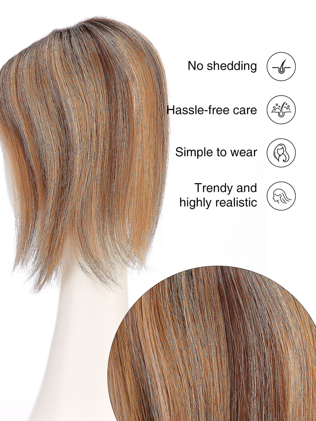 10 Inch Remy Human Hair Topper | Toffee Rooted | Mono Base Warm Blonde Hairpiece