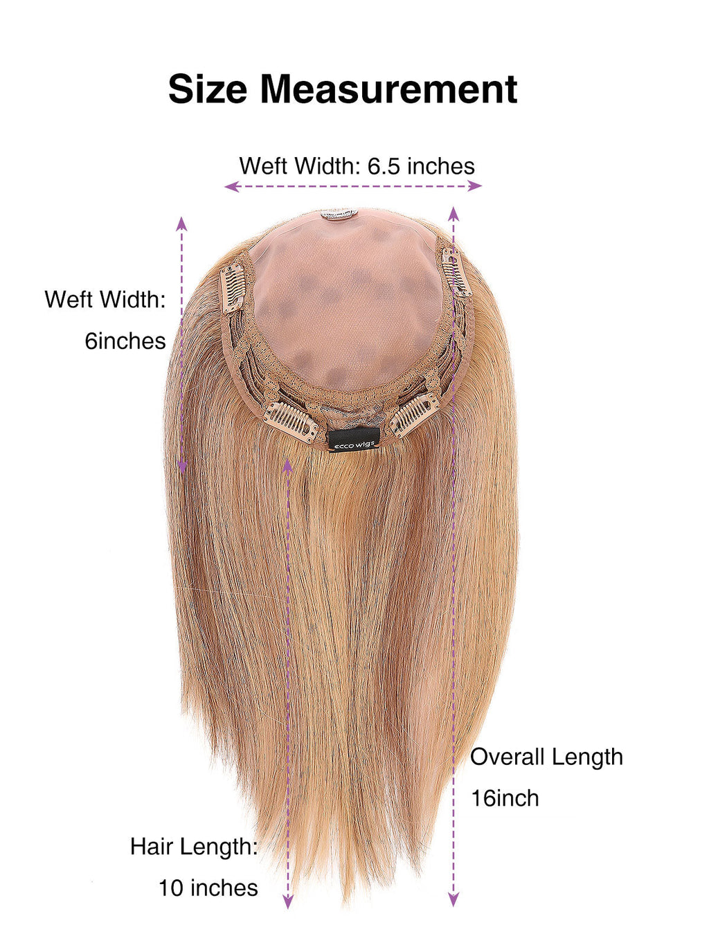 10 Inch Remy Human Hair Topper | Honey Beige | Mono Base Blonde Hairpiece