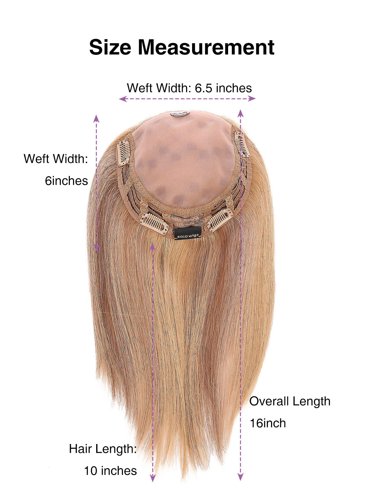 10 Inch Remy Human Hair Topper | Honey Beige | Mono Base Blonde Hairpiece
