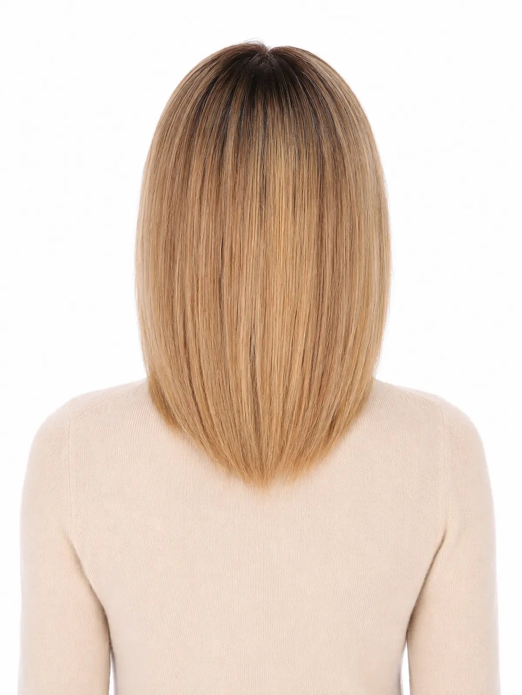 12 Inch Remy Human Hair Topper | Toffee Rooted | Mono Straight Hairpiece