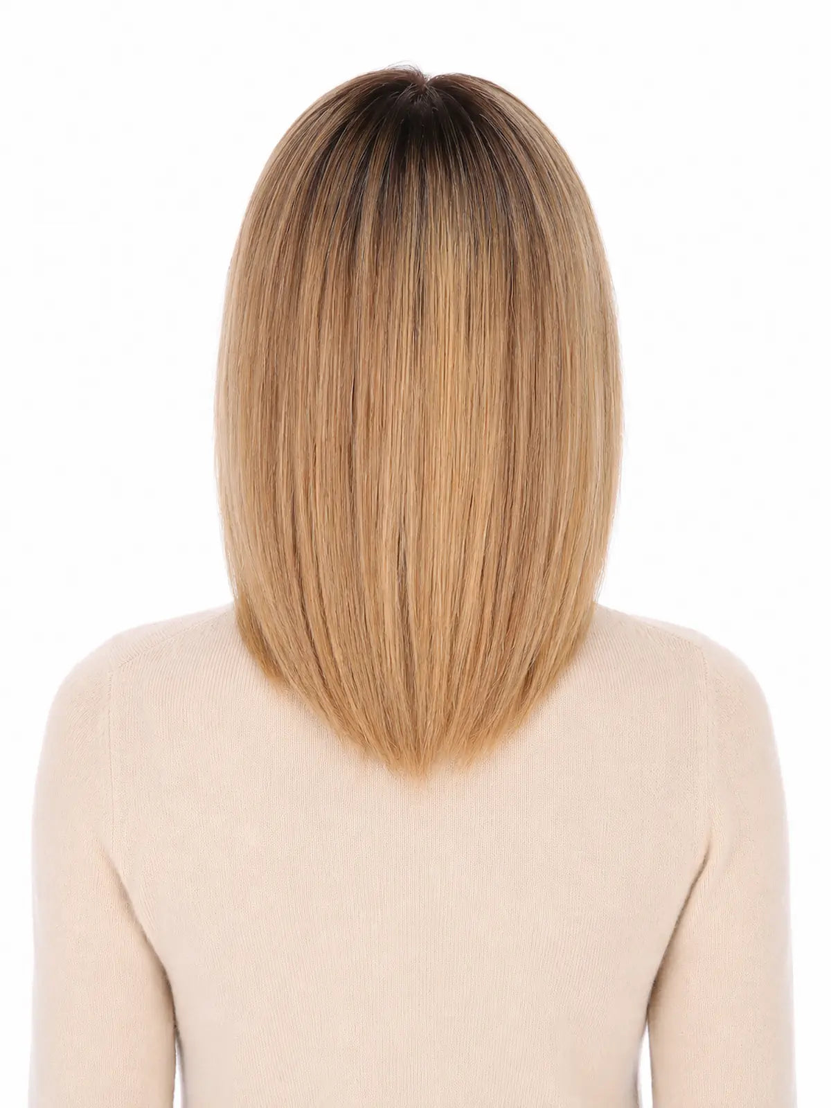 12 Inch Remy Human Hair Topper | Toffee Rooted | Mono Straight Hairpiece
