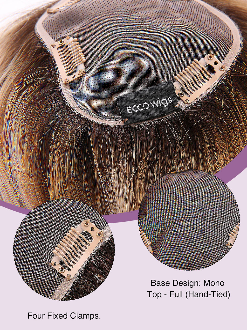12 Inch Remy Human Hair Topper | Toffee Rooted | Mono Straight Hairpiece