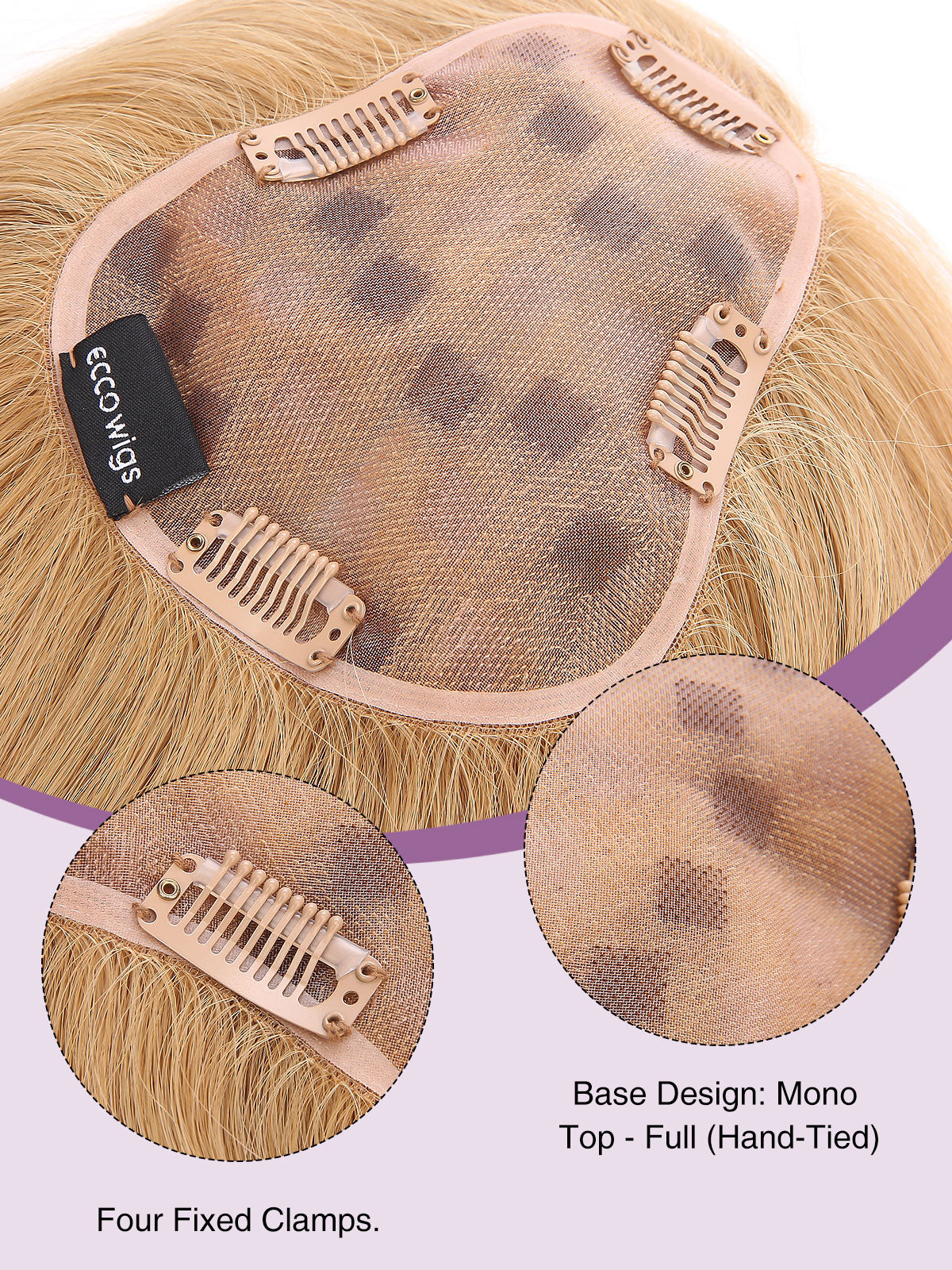 12 Inch Remy Human Hair Topper | Honey Beige | Mono Blonde Hairpiece