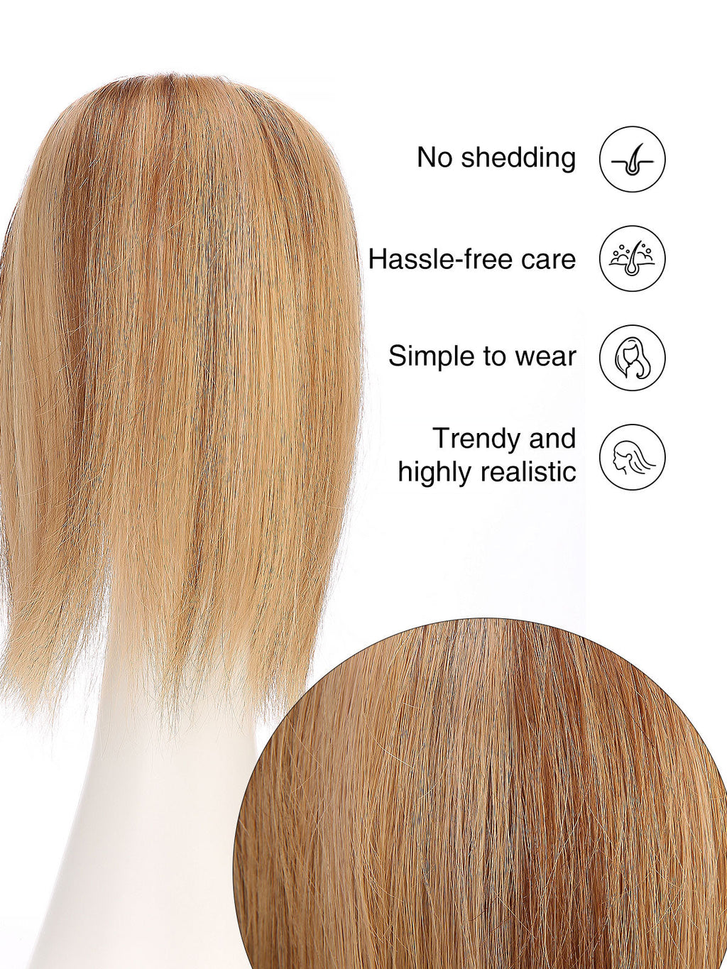 12 Inch Remy Human Hair Topper | Honey Beige | Mono Blonde Hairpiece