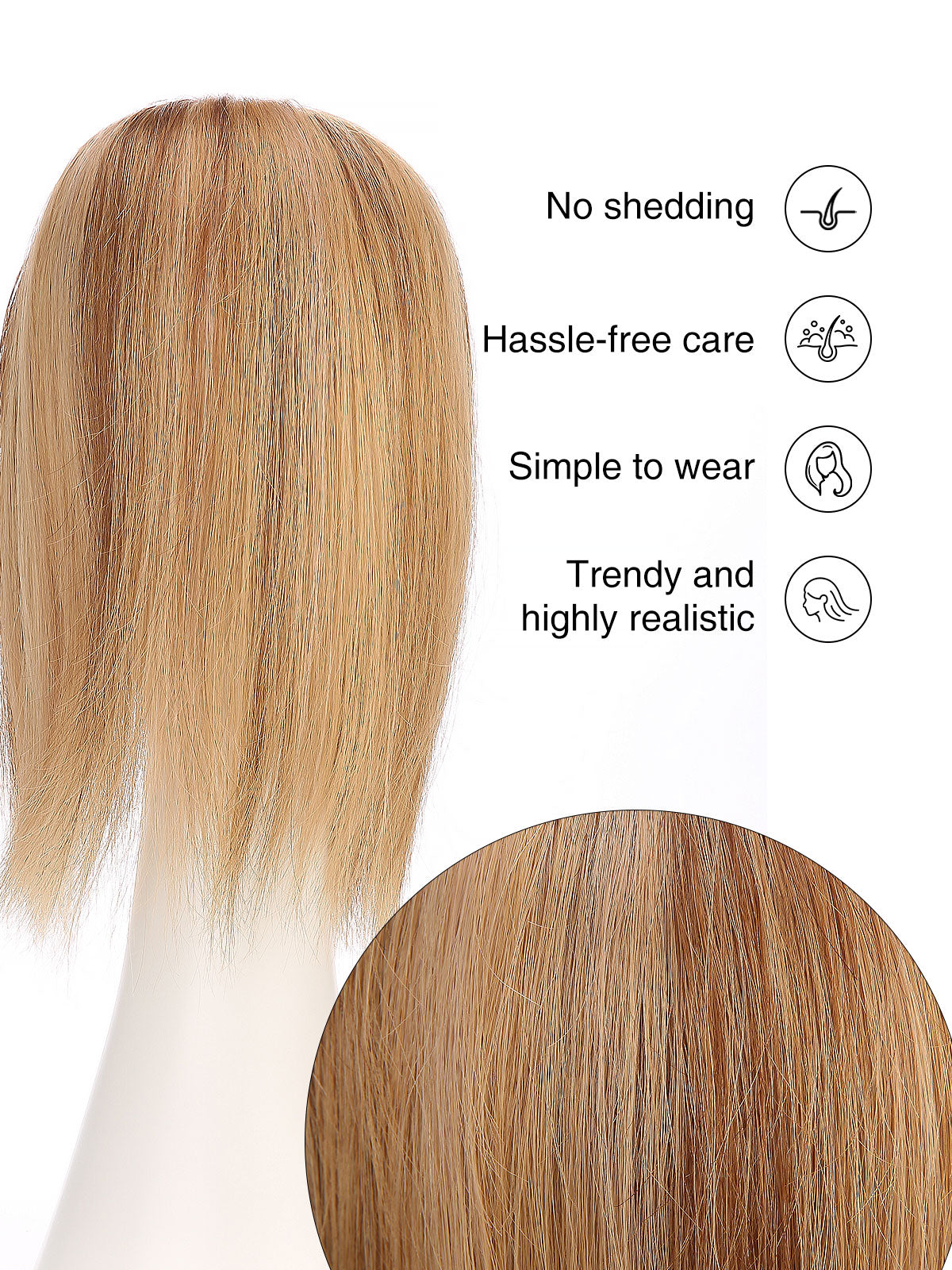 12 Inch Remy Human Hair Topper | Honey Beige | Mono Blonde Hairpiece