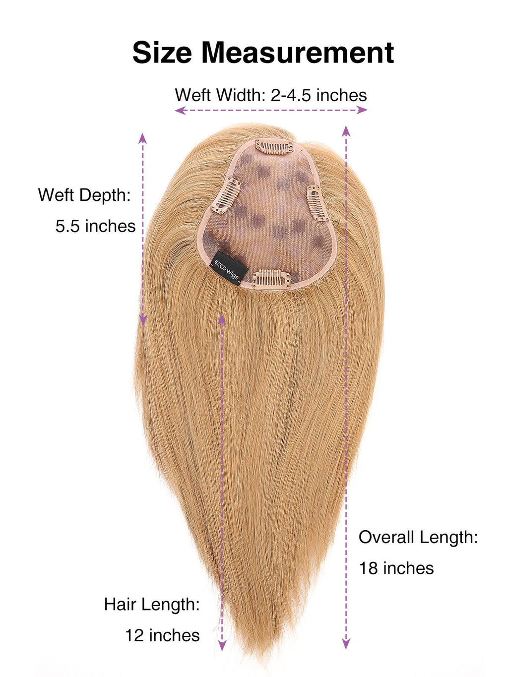 12 Inch Remy Human Hair Topper | Honey Beige | Mono Blonde Hairpiece
