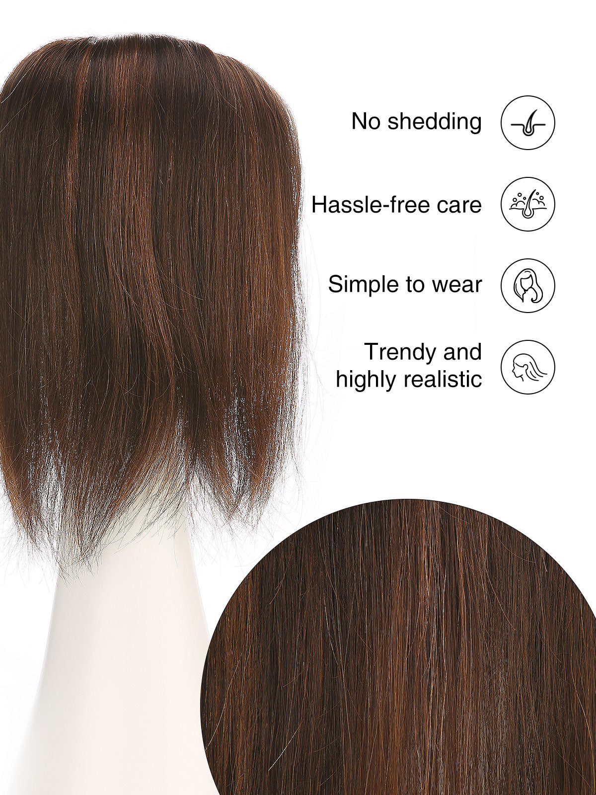 12 Inch Remy Human Hair Topper | Amber Flame | Red-Gold Mono Top Piece