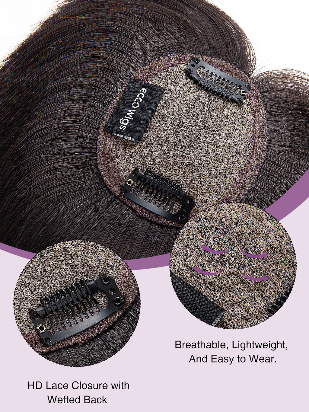 9 Inch Remy Human Hair Topper with HD Lace Closure | Natural Black