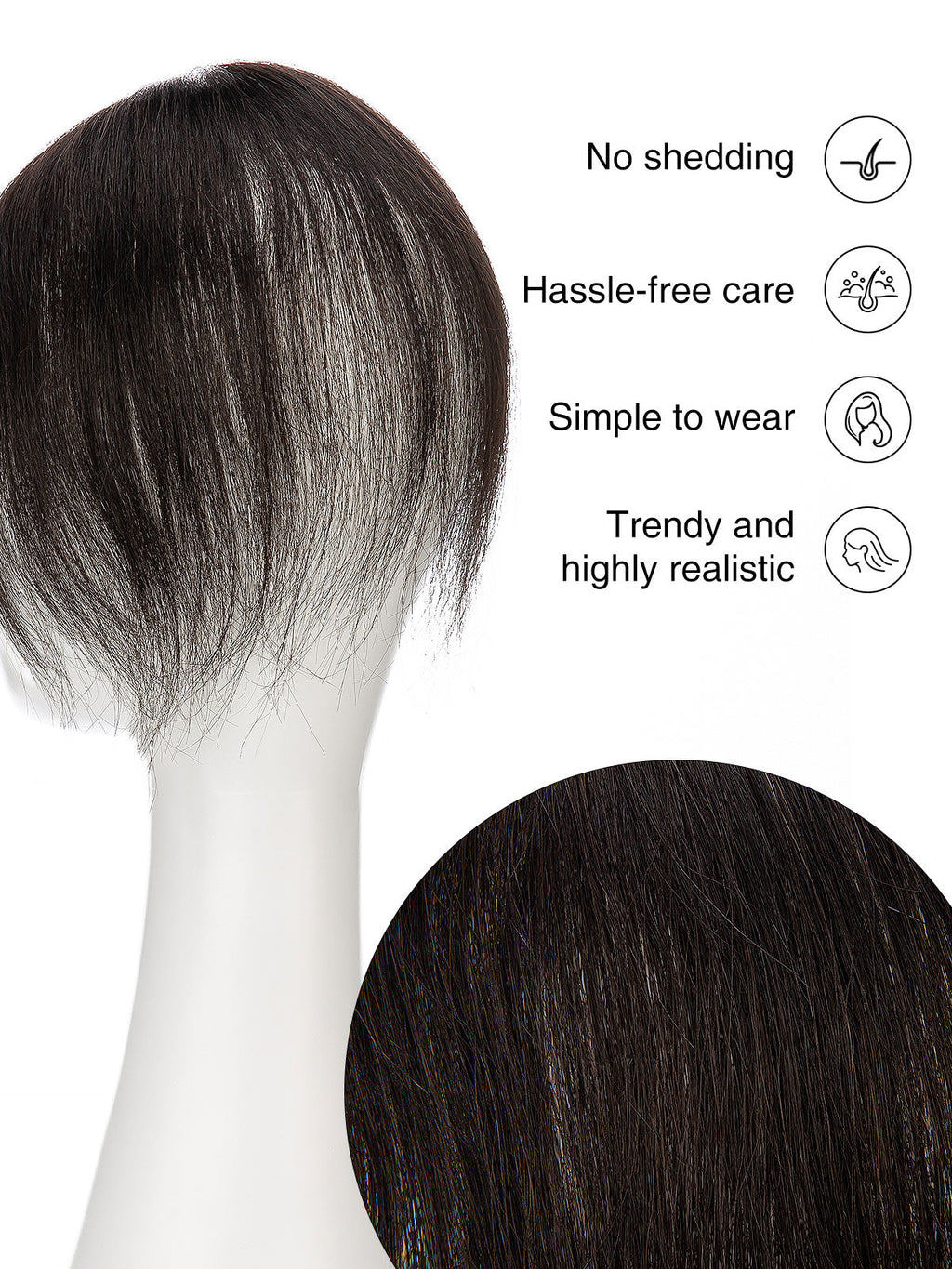 9 Inch Remy Human Hair Topper with HD Lace Closure | Natural Black
