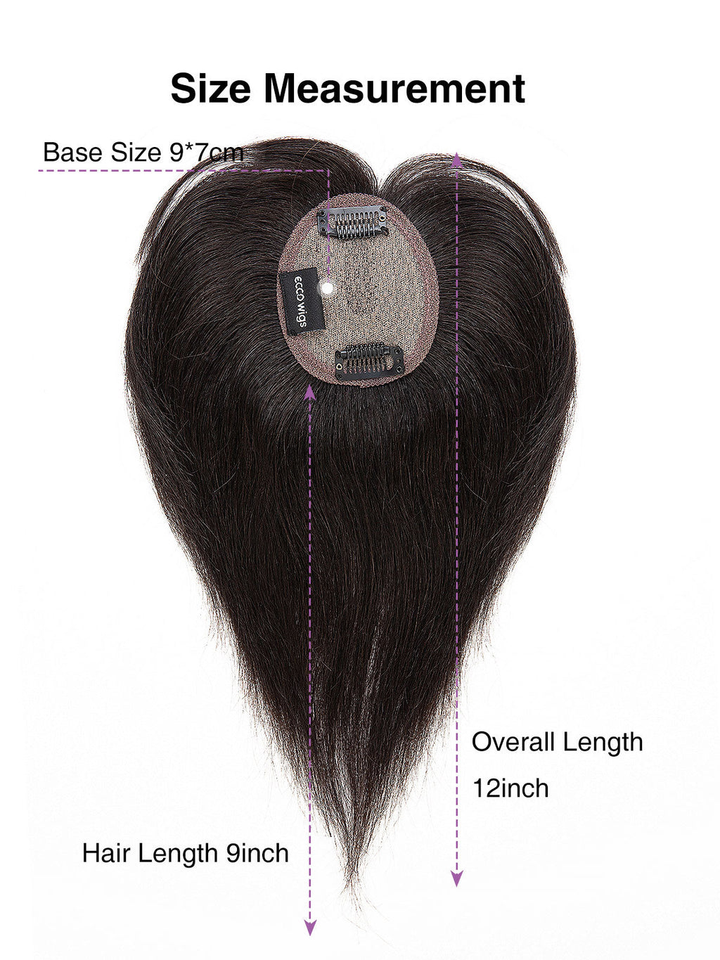 9 Inch Remy Human Hair Topper with HD Lace Closure | Natural Black