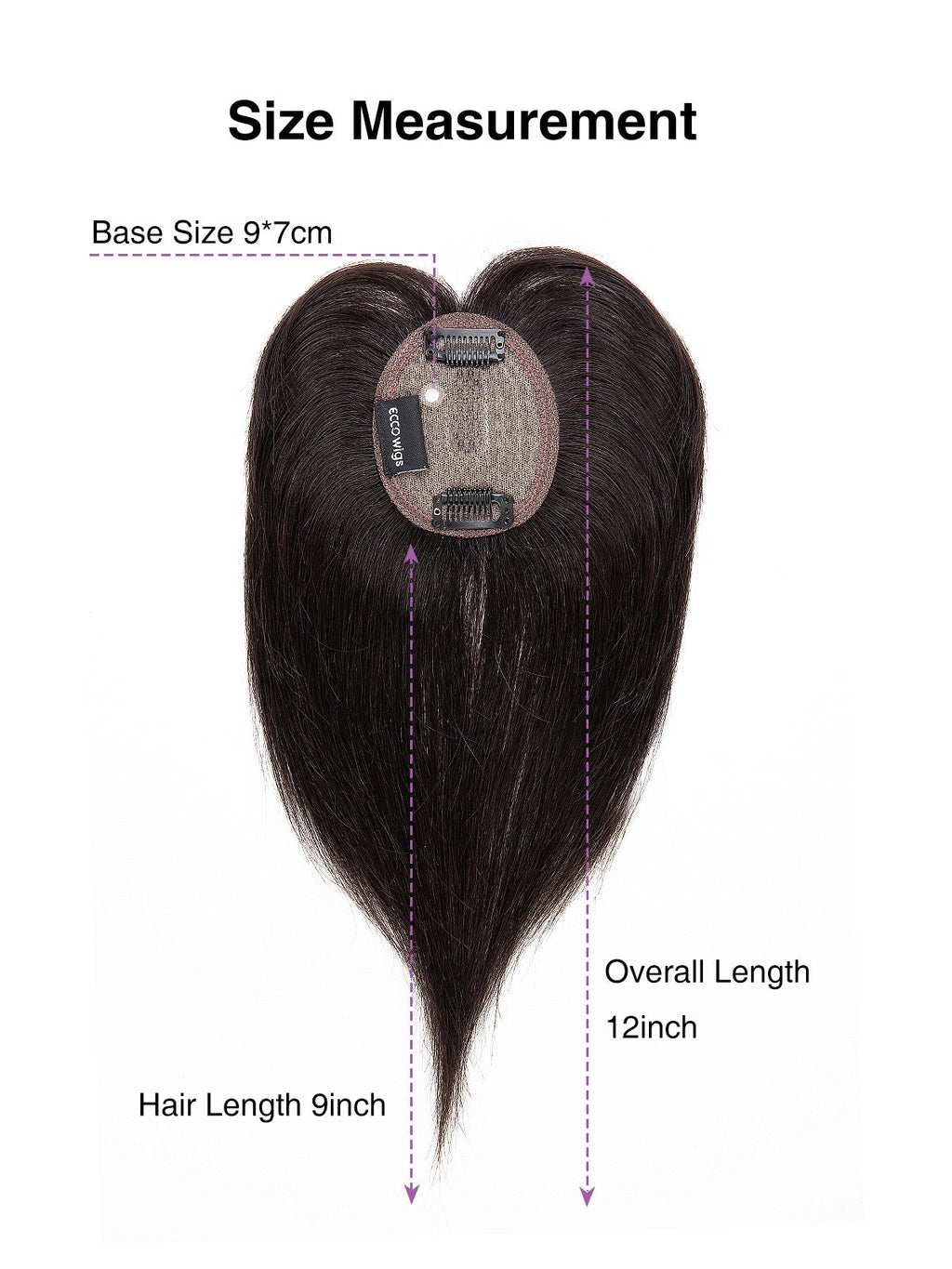 9 Inch Remy Human Hair Topper with HD Lace Closure | Dark Brown
