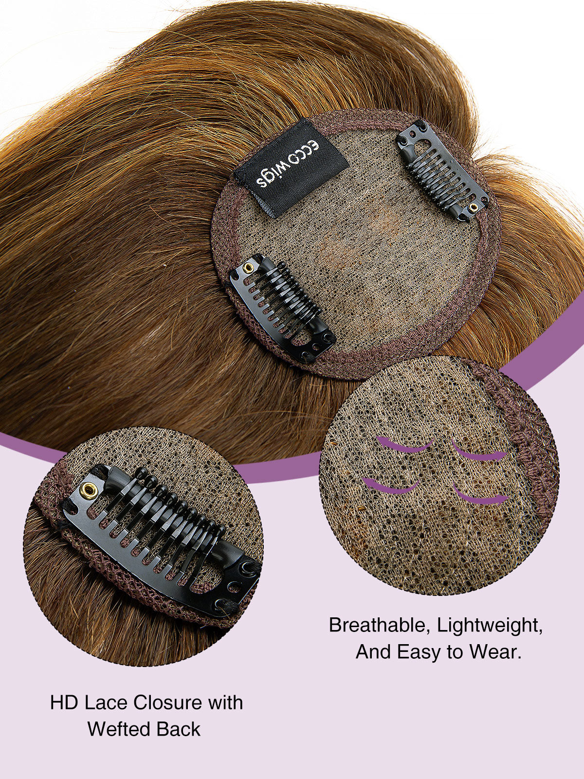 9 Inch Remy Human Hair Topper with HD Lace Closure | Honey Chestnut Blend