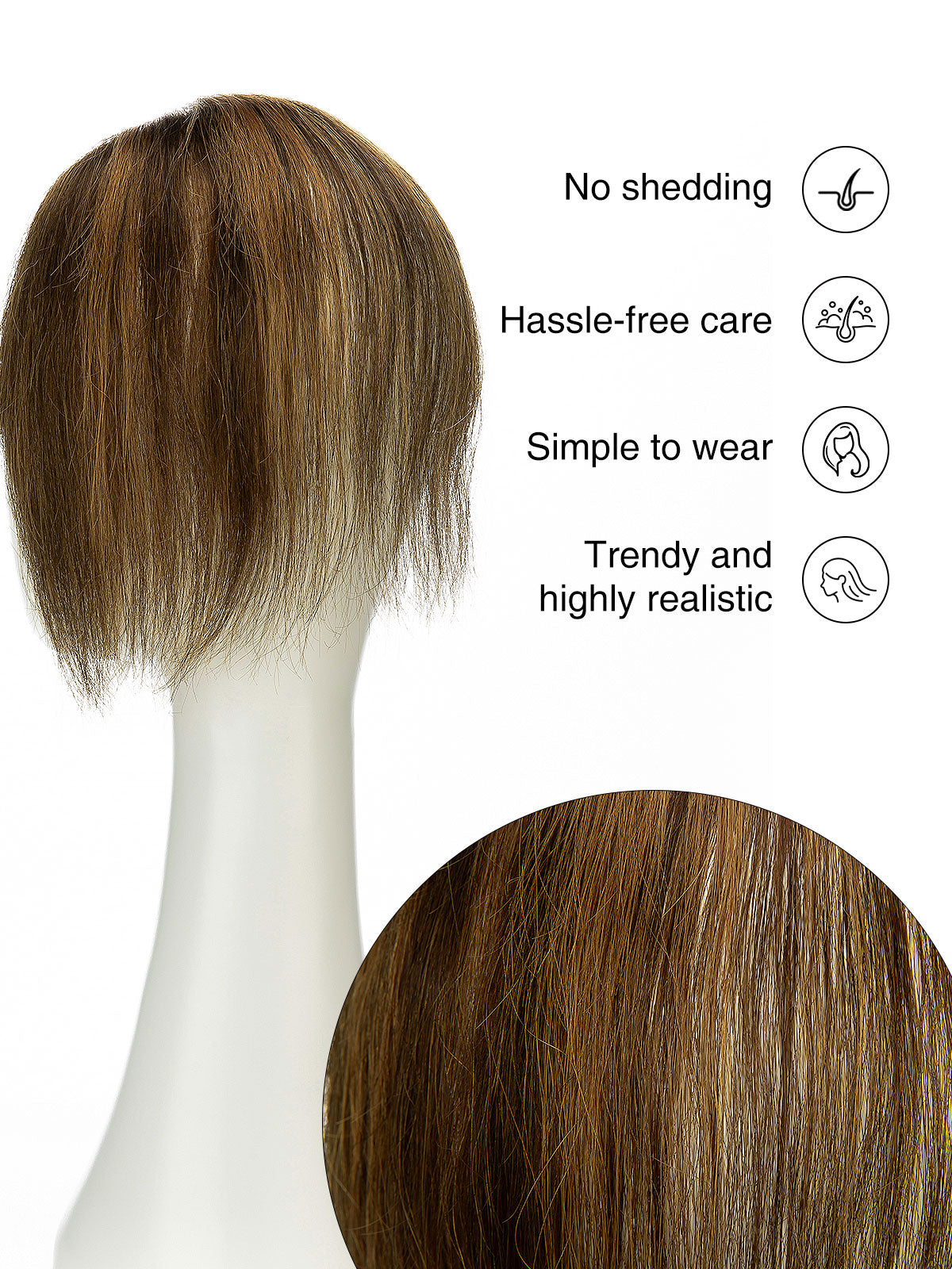 9 Inch Remy Human Hair Topper with HD Lace Closure | Honey Chestnut Blend