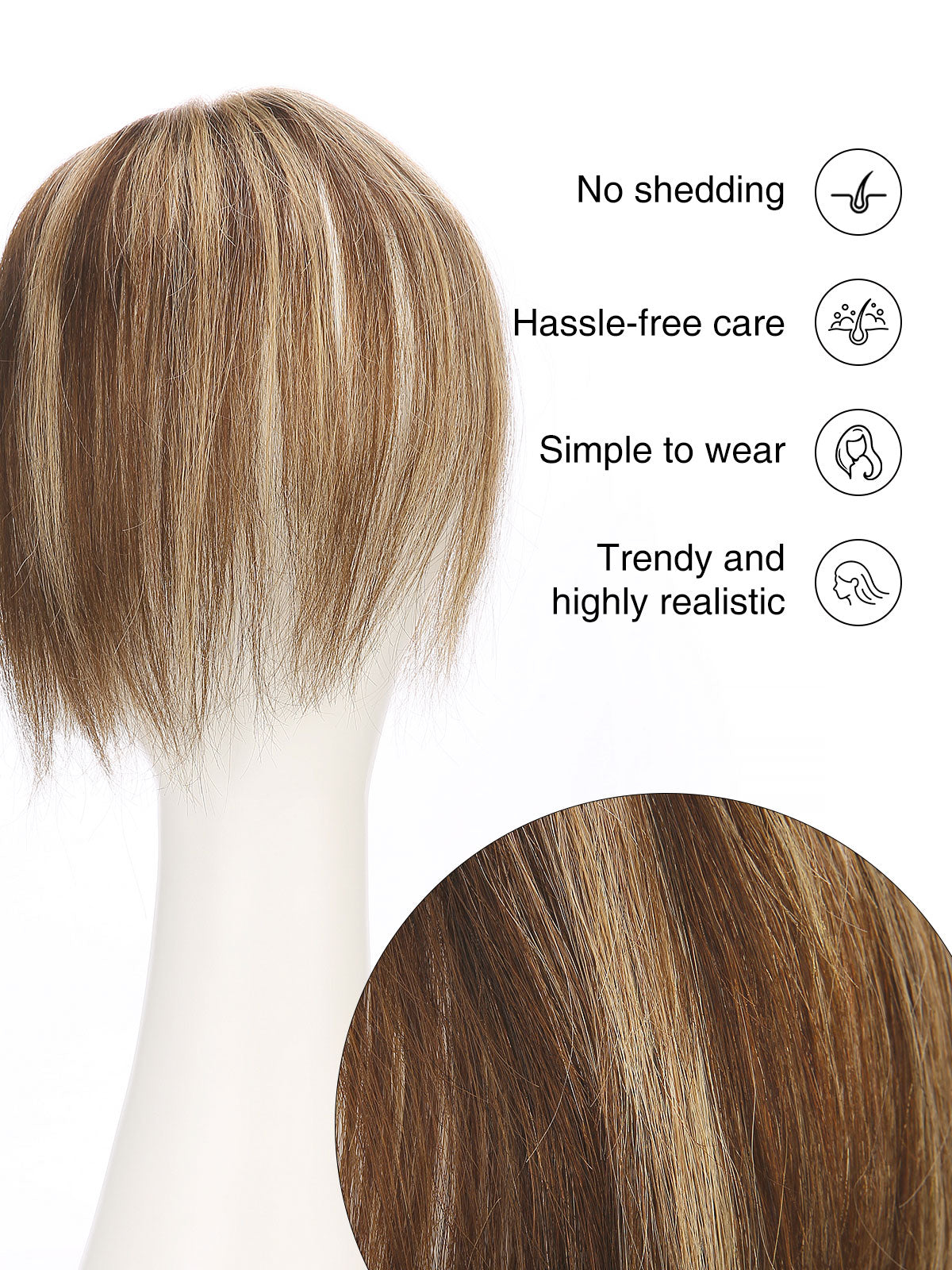 9 Inch Remy Human Hair Topper with HD Lace Closure | Warm Chestnut Blend