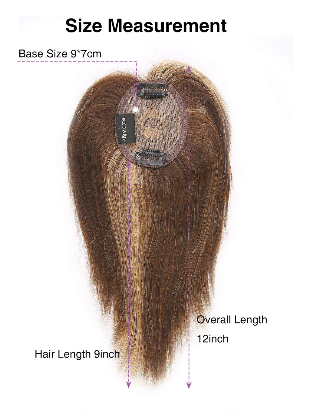 9 Inch Remy Human Hair Topper with HD Lace Closure | Warm Chestnut Blend
