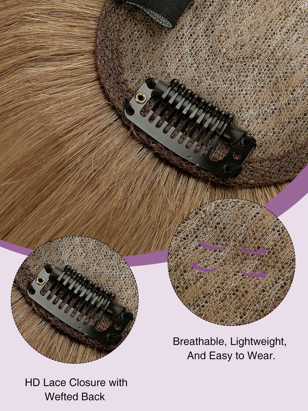 9 Inch Remy Human Hair Topper with HD Lace Closure | Light Chestnut Brown