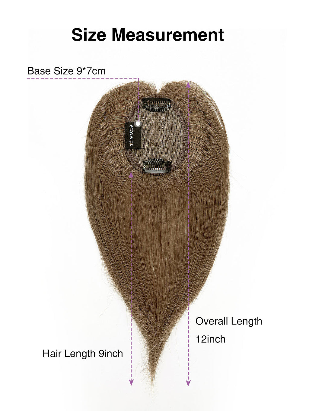 9 Inch Remy Human Hair Topper with HD Lace Closure | Light Chestnut Brown
