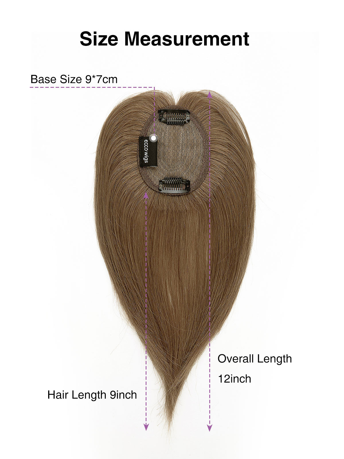 9 Inch Remy Human Hair Topper with HD Lace Closure | Light Chestnut Brown