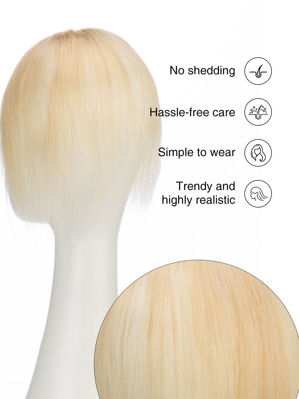 9 Inch Remy Human Hair Topper with HD Lace Closure | Platinum Blonde