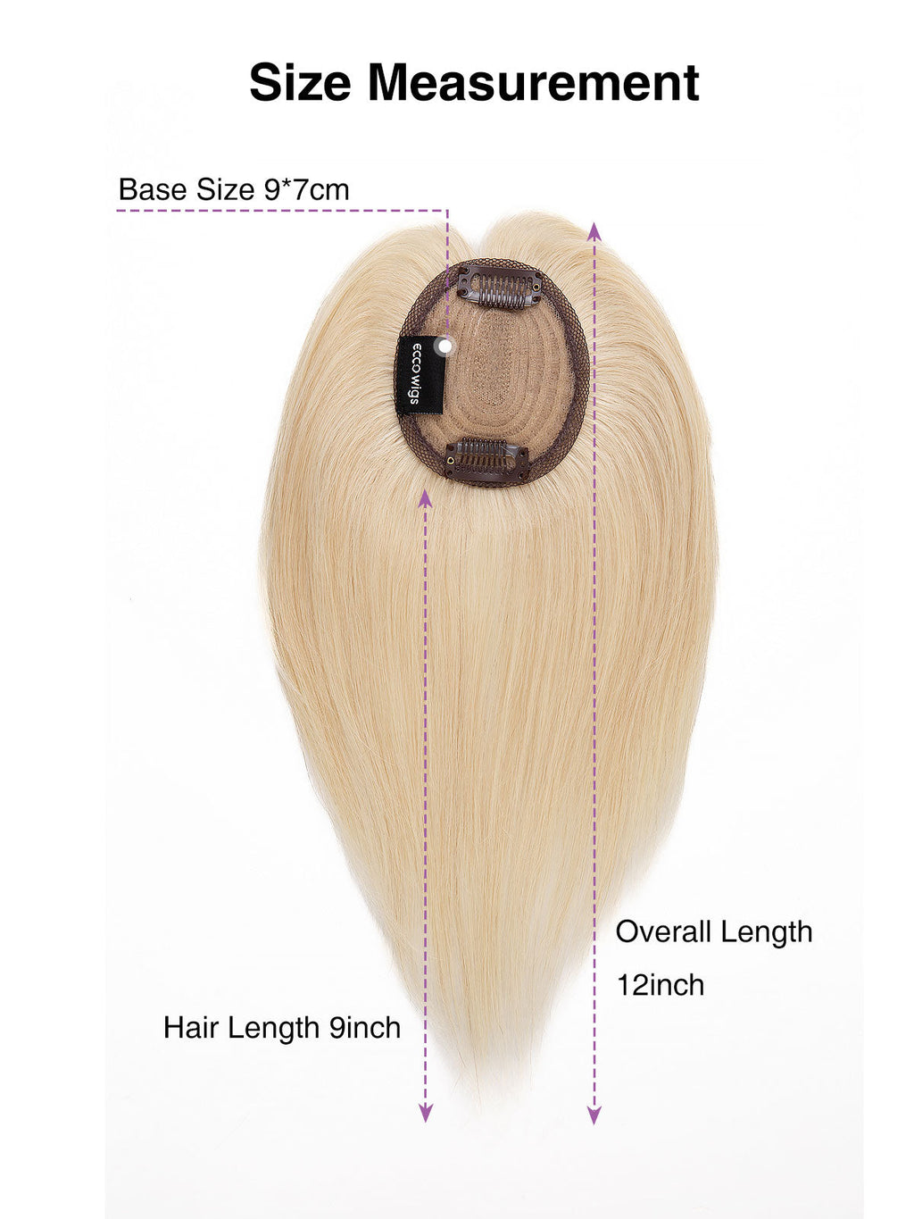 9 Inch Remy Human Hair Topper with HD Lace Closure | Platinum Blonde