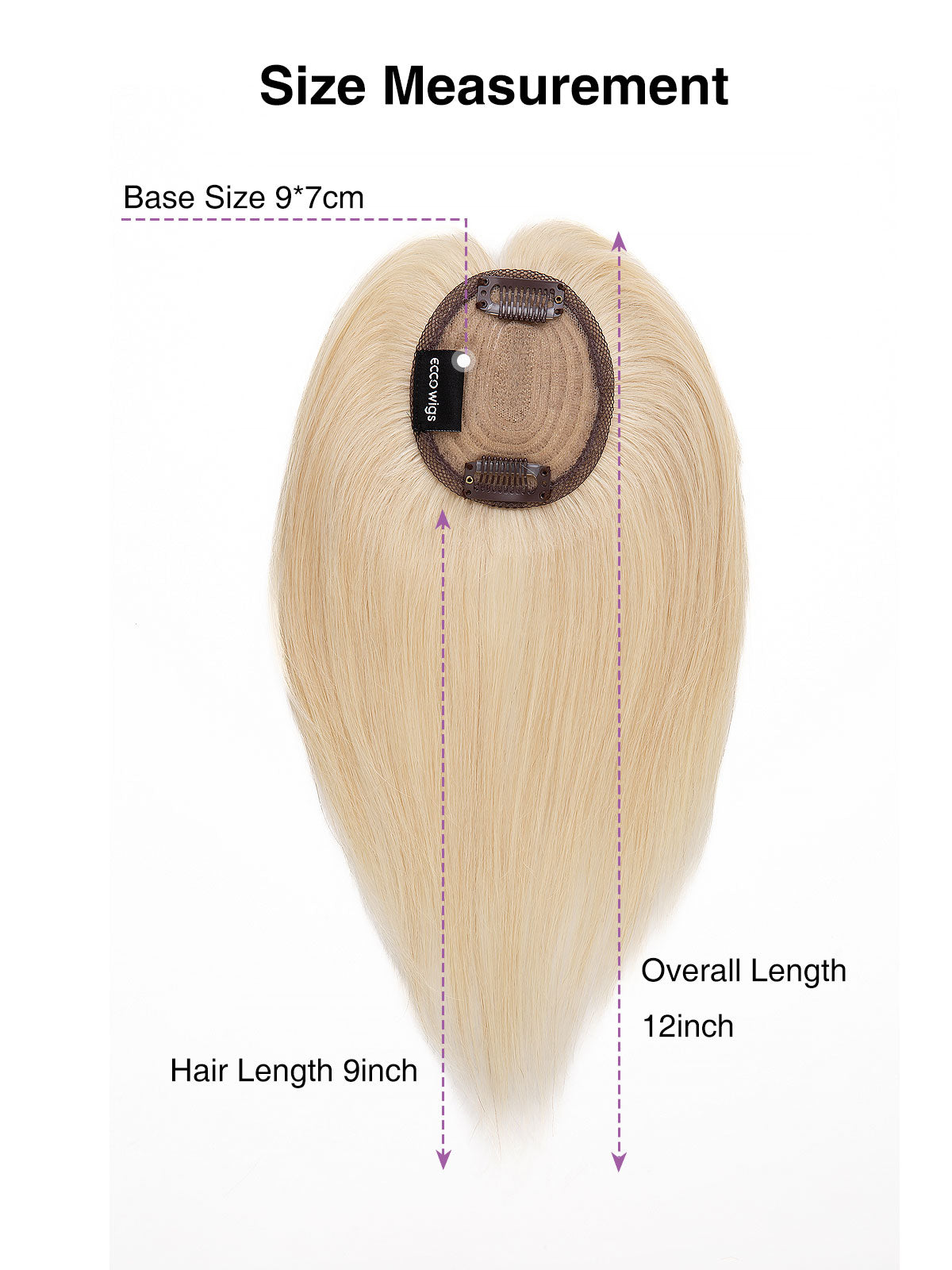 9 Inch Remy Human Hair Topper with HD Lace Closure | Platinum Blonde
