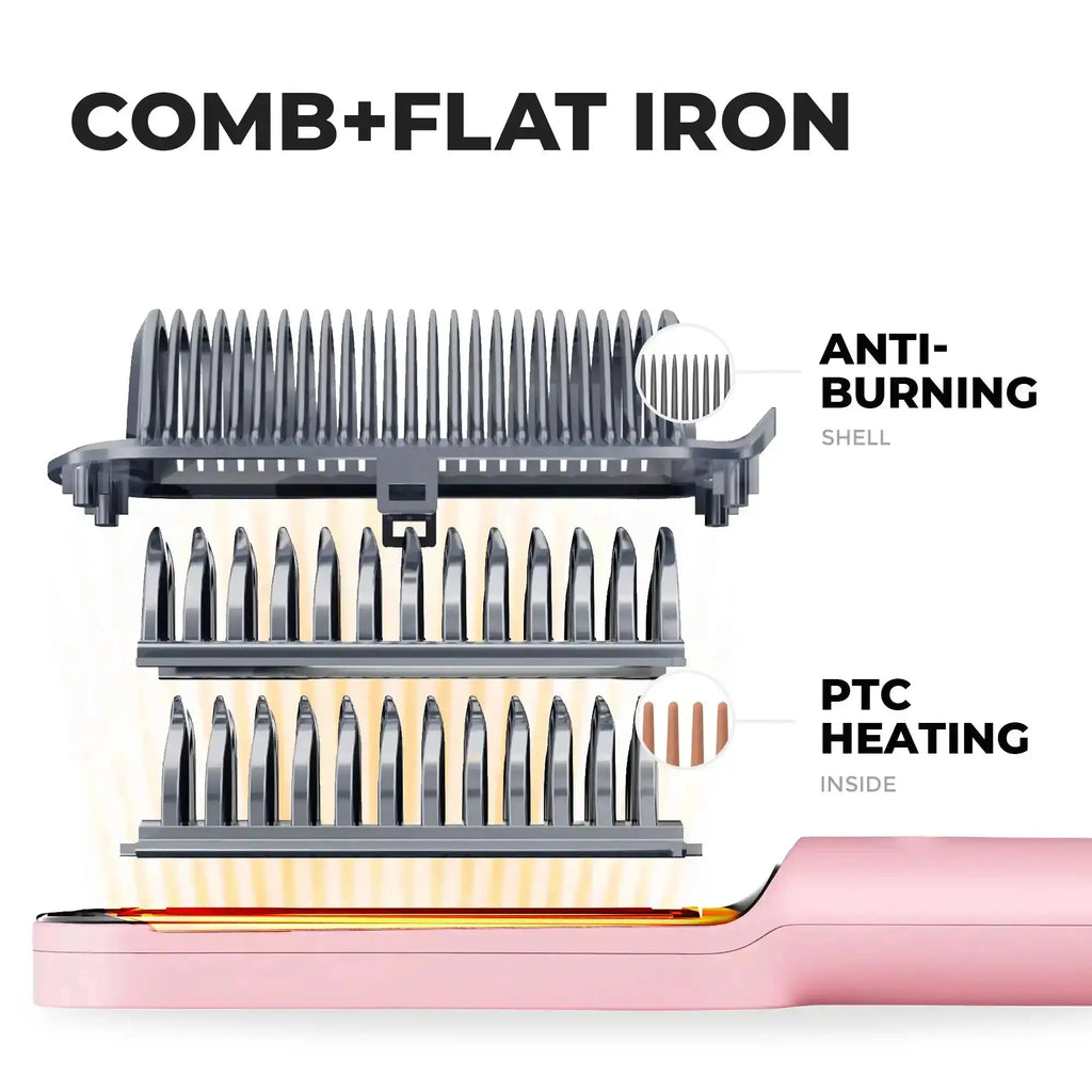 TYMO RING PINK straightening brush – control panel and heat settings