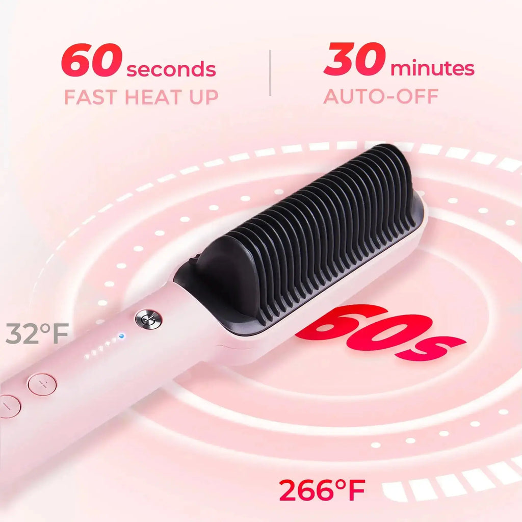TYMO RING PINK straightening brush – in-use styling result