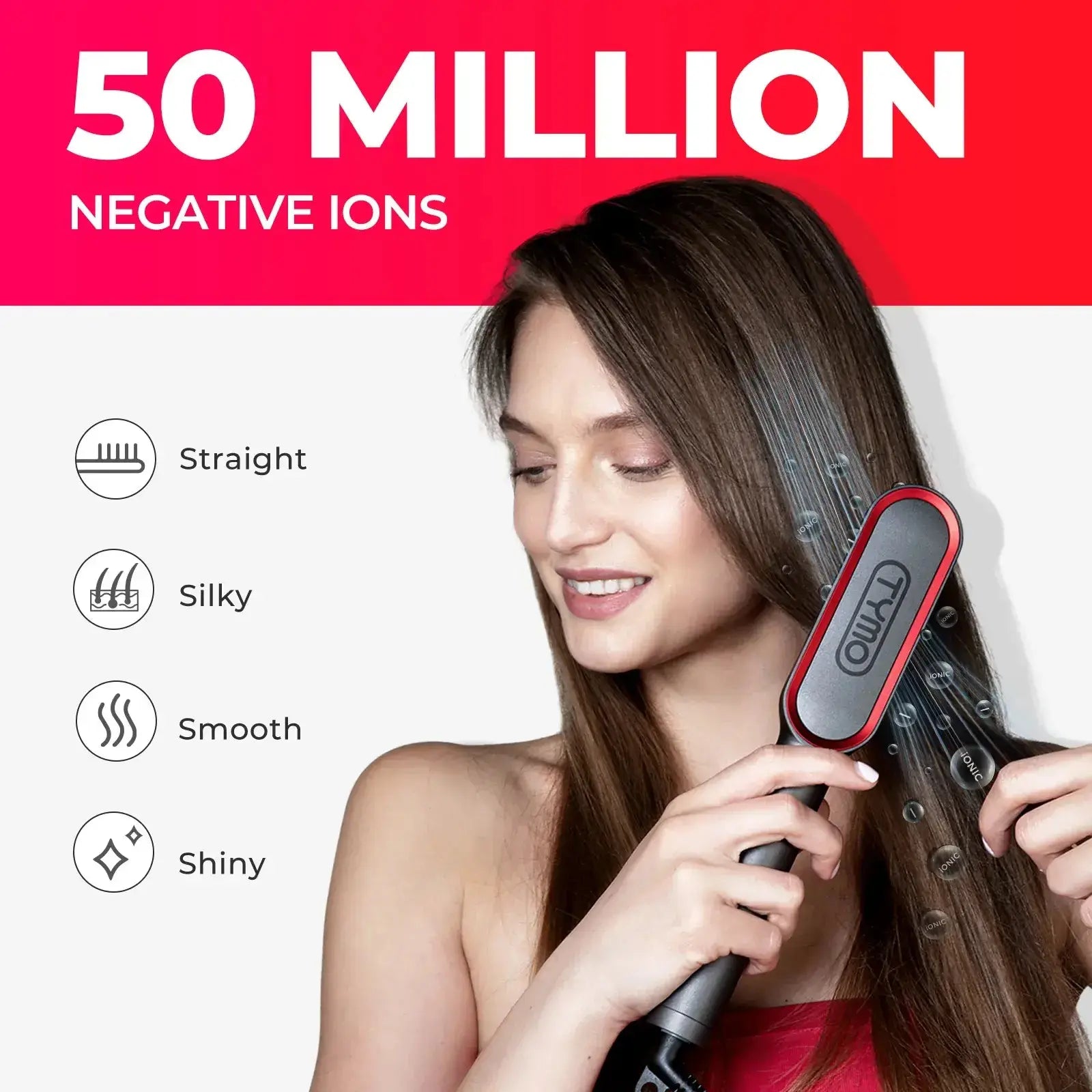TYMO RING PLUS straightening brush – side angle view