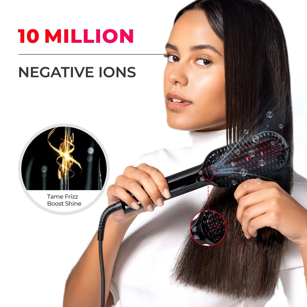 TYMO iONIC PLUS ionic straightening brush – in-use styling result