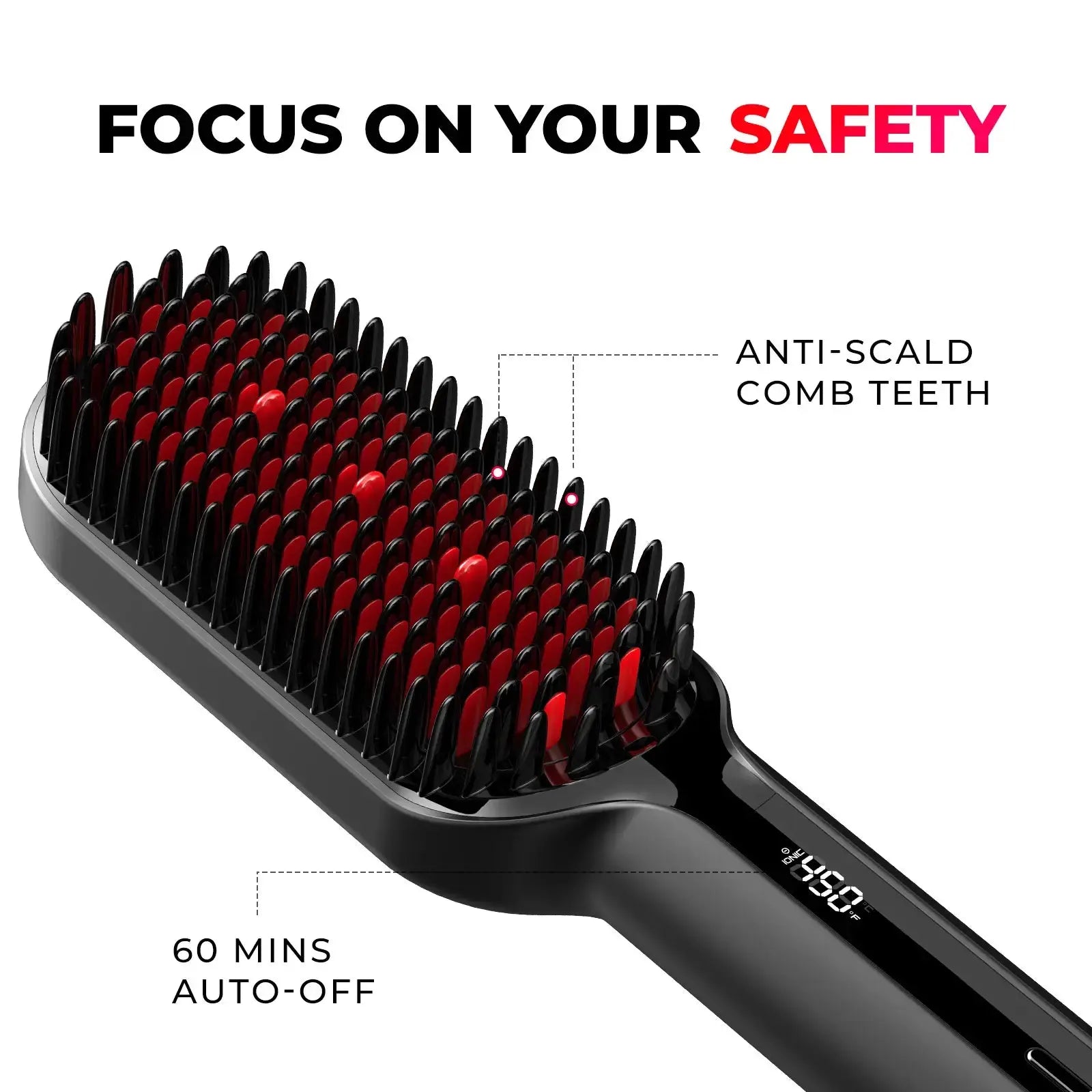 TYMO iONIC PLUS ionic straightening brush – control panel and heat settings