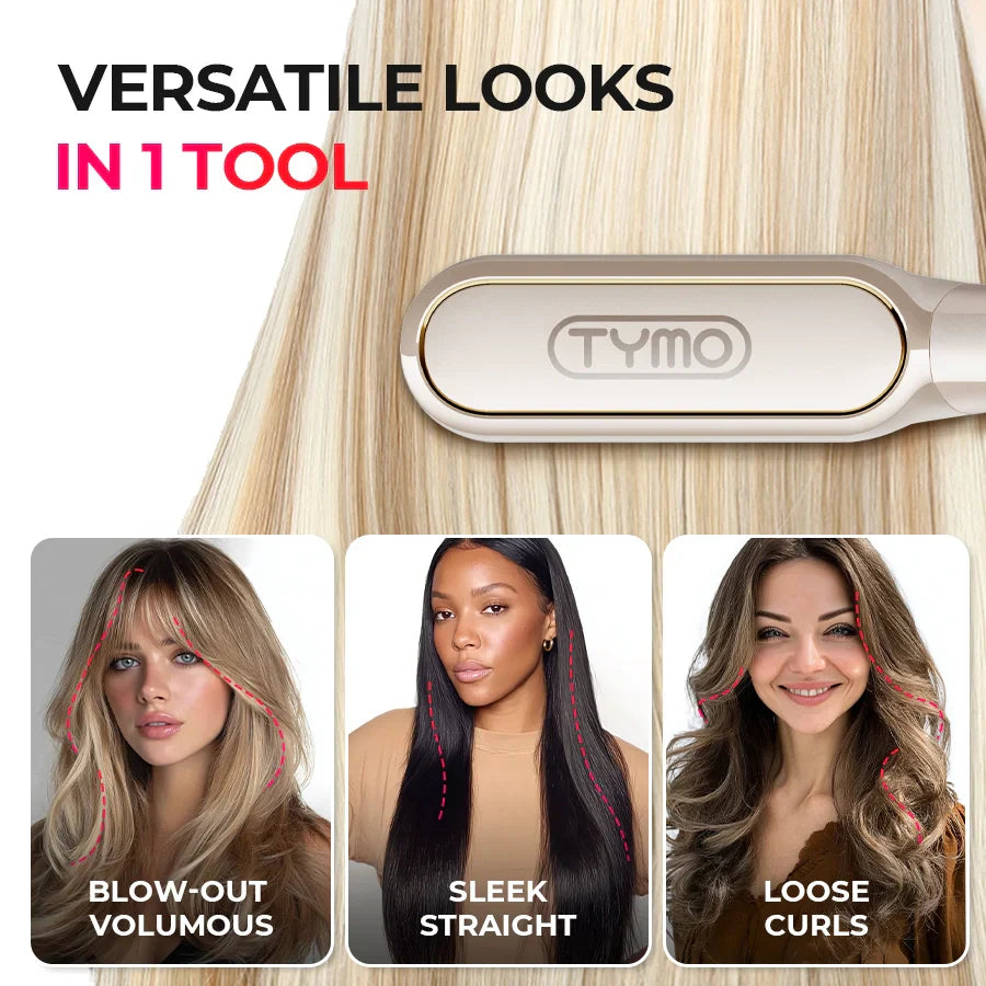 TYMO FLIPRO straightening brush – control panel and heat settings