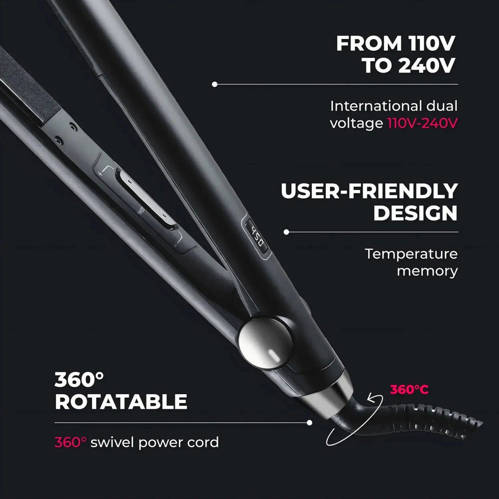 TYMO SWAY NOIR nano titanium flat iron – close-up detail