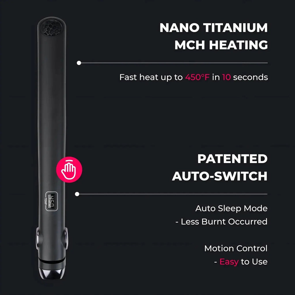 TYMO SWAY NOIR nano titanium flat iron – in-use styling result