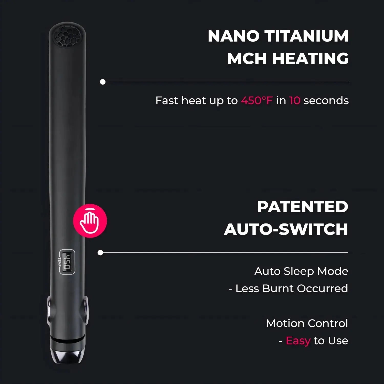 TYMO SWAY NOIR nano titanium flat iron – in-use styling result