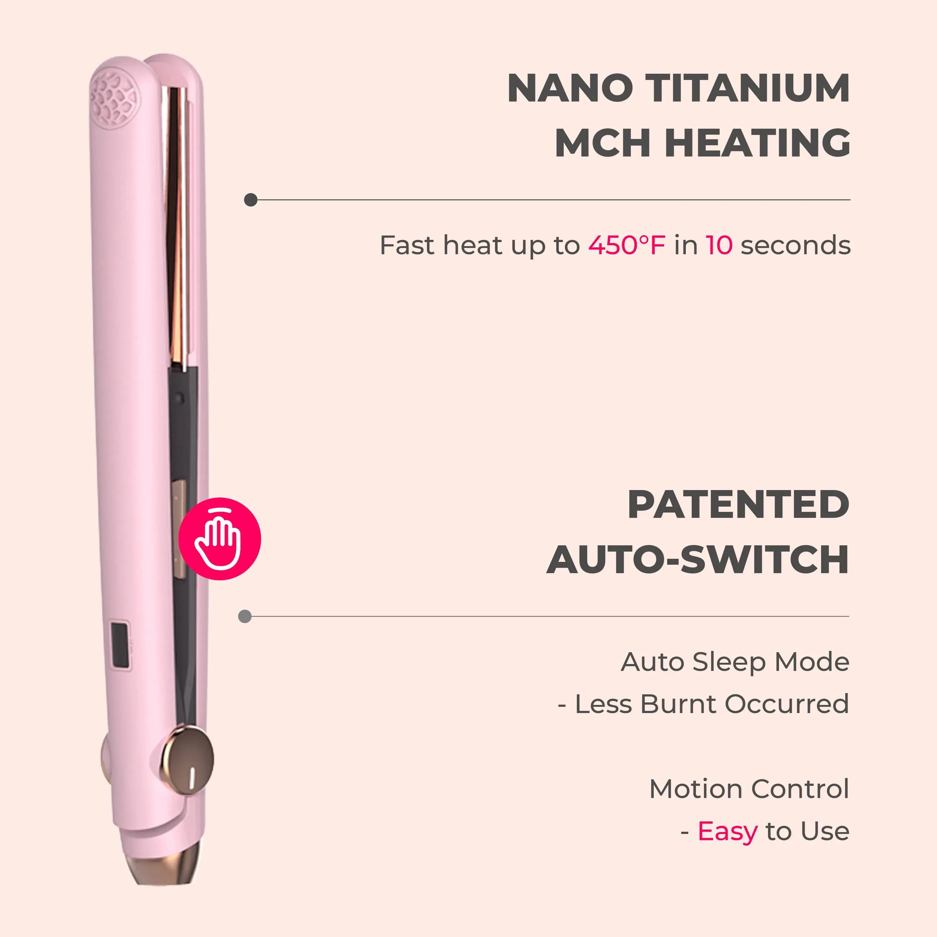 TYMO SWAY nano titanium flat iron – close-up detail