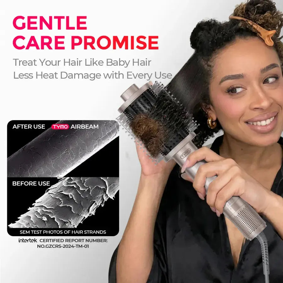 TYMO AIRBEAM 3.0 champagne hot air styling brush – barrel close-up