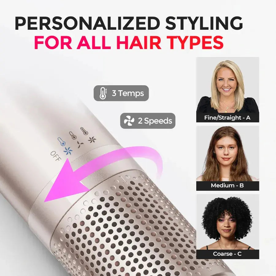 TYMO AIRBEAM 3.0 champagne hot air styling brush – packaging and accessories