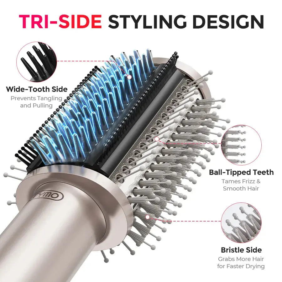TYMO AIRBEAM 3.0 champagne hot air styling brush – full kit lay-flat photo