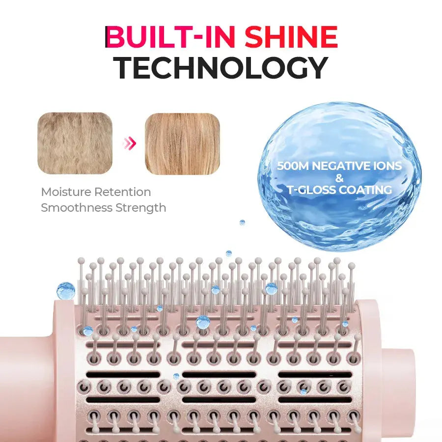 TYMO AIRBEAM 3.0 pink hot air styling brush – front view