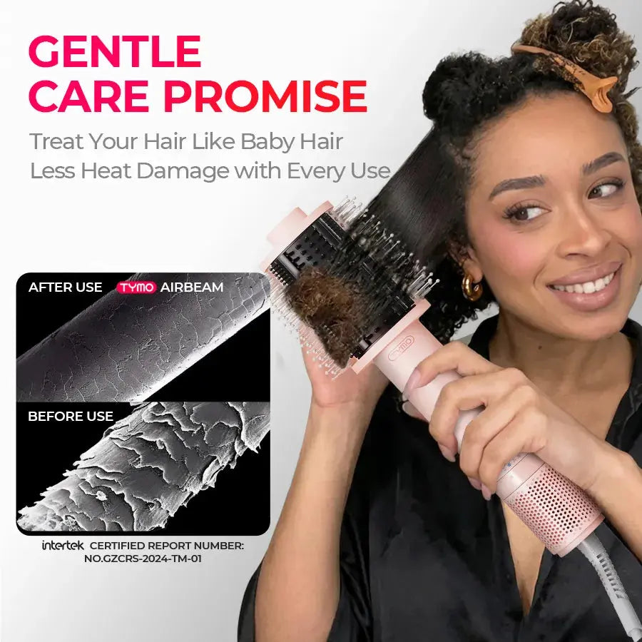 TYMO AIRBEAM 3.0 pink hot air styling brush – barrel close-up